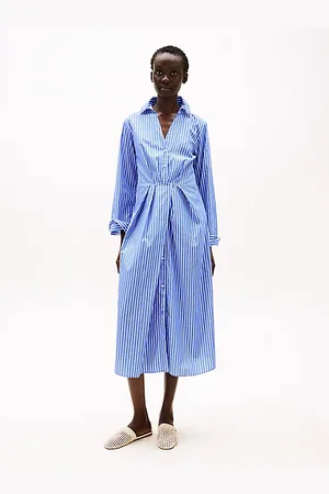 Tommy Hilfiger Vestido camisero midi plisado