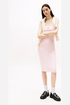 Tommy Hilfiger Vestido midi ajustado de tirantes finos