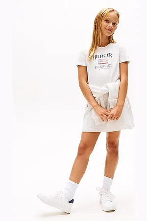 Tommy Hilfiger Vestido camiseta con logo de lentejuelas