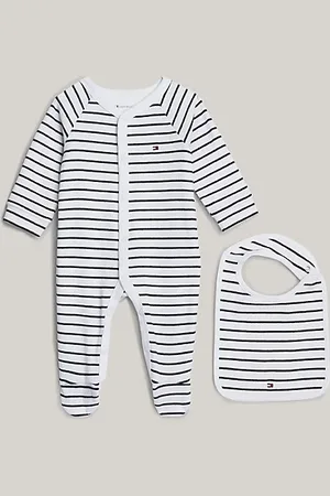 Tommy Hilfiger Pelele y babero de rayas en caja de regalo