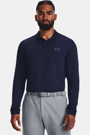 Under Armour Polo de manga larga Matchplay para hombre Midnight Marino / Pitch Gris L