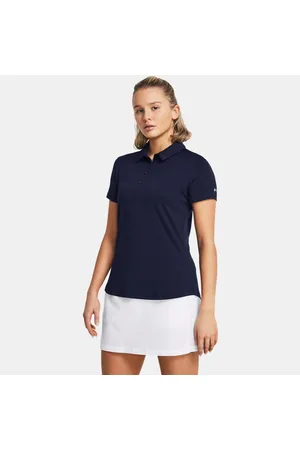 Under Armour Polo de manga corta Playoff para mujer Midnight Marino / Midnight Marino / Halo Gris L