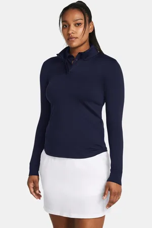 Under Armour Sudadera con cremallera de ¼ Playoff para mujer Midnight Marino / Blanco L