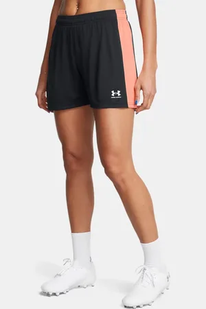 Under Armour Pantalón corto Challenger Knit para mujer / Flare Naranja / Blanco L