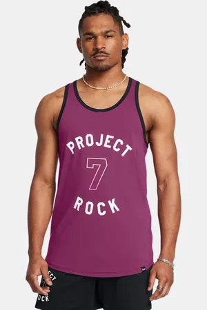 Under Armour Camiseta de tirantes Project Rock Mesh Badge Of Honor para hombre Gemini / Blanco L