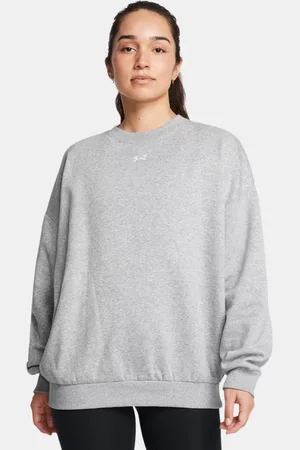 Under Armour Sudadera Rival Fleece Oversized para mujer Mod Light Heather / Blanco L