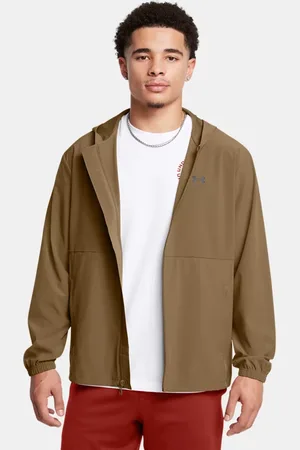 Under Armour Chaqueta cortavientos Vibe Woven para hombre Coyote / Negro 3XL
