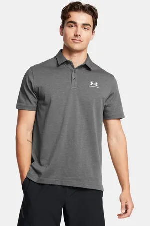 Under Armour Polo Icon para hombre Castlerock Light Heather / Blanco L