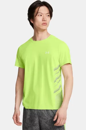 Under Armour Camiseta de manga corta estampada Launch Elite para hombre Morph / Castlerock / Reflectante S