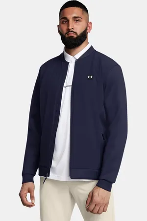 Under Armour Chaqueta con cremallera completa Drive Pro Storm Hybrid para hombre Midnight Marino / Metalico Plata L
