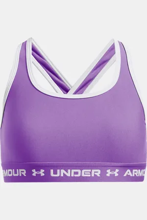 Under Armour Sujetador deportivo Crossback para niña Lavish / Salt YLG (149 - 160 cm)