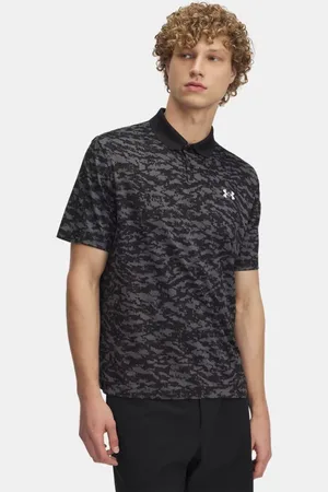 Under Armour Polo con estampado Matchplay para hombre / Castlerock / Halo Gris L