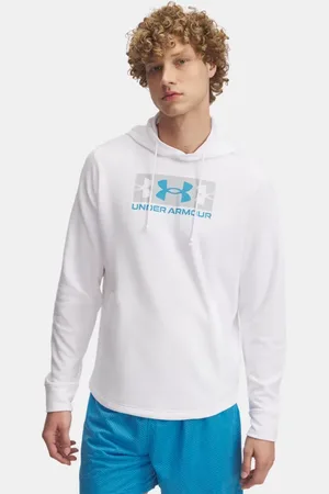 Under Armour Sudadera con capucha Rival Terry Logo para hombre / Mod Gris / Ether Azul 3XL