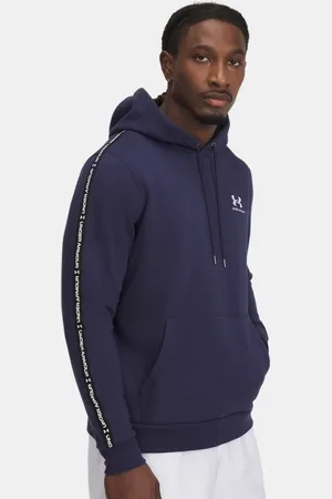 Under Armour Sudadera con capucha Icon Fleece Taping para hombre Midnight Marino / Blanco M