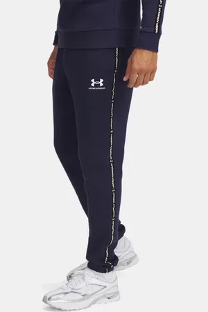 Under Armour Joggers Icon Fleece Taping para hombre Midnight Marino / Blanco L