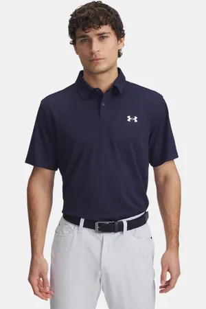 Under Armour Polo de piqué Tee To Green para hombre Midnight Marino / Blanco L