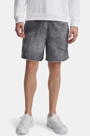 Under Armour Pantalón corto estampado de 20 cm Rival Terry para hombre Castlerock / Onyx Blanco L