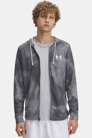 Under Armour Parte superior con cremallera completa Rival Terry para hombre Castlerock / Onyx Blanco 3XL
