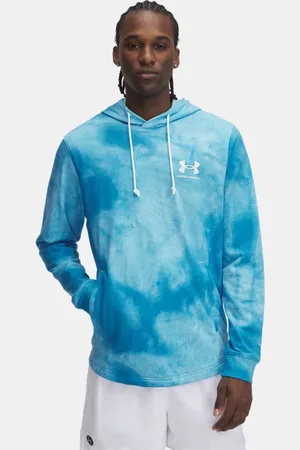 Under Armour Sudadera con capucha estampada Rival Terry para hombre Ether / Onyx Blanco L