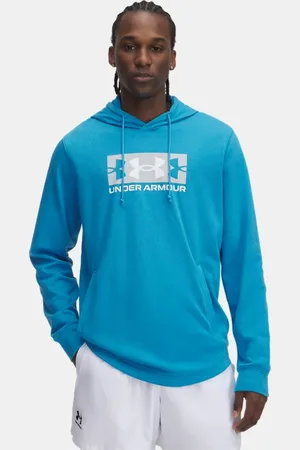 Under Armour Sudadera con capucha Rival Terry Logo para hombre Ether / Mod Gris / Blanco L