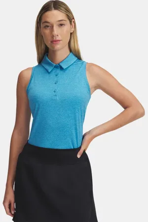 Under Armour Polo sin mangas Playoff para mujer Ether / Midnight Marino L