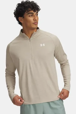 Under Armour Parte de arriba texturizada con media cremallera Tech™ para hombre City Khaki / Khaki Base / Blanco XL