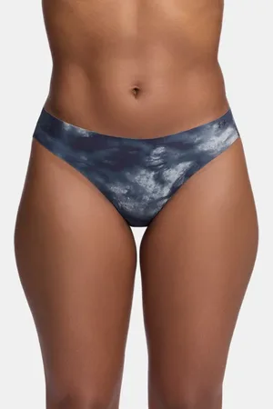 Under Armour Tanga invisible con estampado Pure Stretch para mujer - Paquete de 3 Downpour / Prime Rosa / Negro L