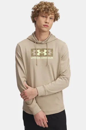 Under Armour Sudadera con capucha Rival Terry Logo para hombre City Khaki / Bayou / Sonic Amarillo L