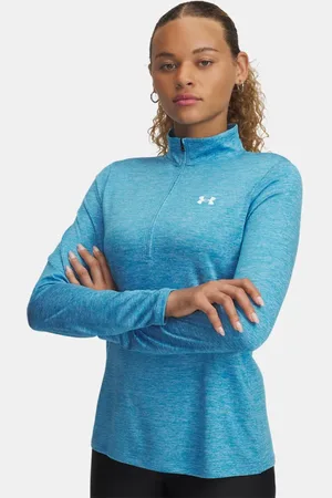 Under Armour Parte de arriba con media cremallera Tech™ Twist para mujer Ether / Blanco L