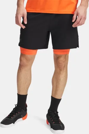 Under Armour Pantalón corto Vanish Woven 2-in-1 para hombre / Fire / Pitch Gris L
