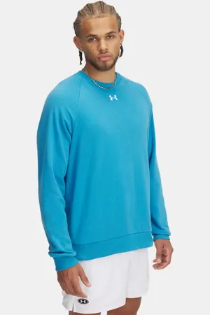 Under Armour Sudadera con cuello redondo Rival Fleece para hombre Ether / Blanco 3XL