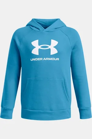 Under Armour Sudadera con capucha Rival Fleece Big Logo para niño Ether / Blanco YLG (149 - 160 cm)