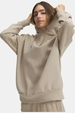 Under Armour Sudadera oversize con capucha Icon Fleece para mujer City Khaki / Blanco L