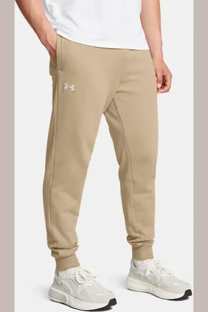 Under Armour Jogger de tejido Fleece Rival para hombre City Khaki / Blanco 3XL