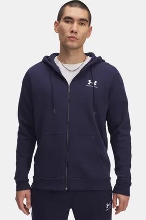 Under Armour Parte de arriba con cremallera completa Icon Fleece Taping para hombre Midnight Marino / Blanco L