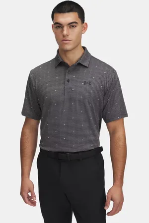 Under Armour Polo con estampado Playoff 3.0 para hombre Castlerock / Negro L
