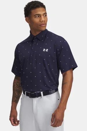 Under Armour Polo con estampado Playoff 3.0 para hombre Midnight Marino / Blanco L