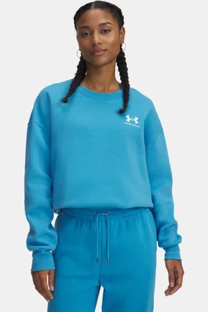 Under Armour Sudadera oversize Icon Fleece para mujer Ether / Blanco L