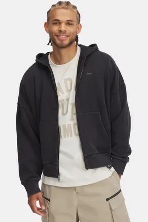 Under Armour Sudadera con cremallera completa Icon Heavyweight Fleece Wash para hombre / Blanco L