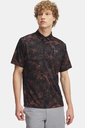 Under Armour Polo con estampado Playoff 3.0 para hombre / Fire / Castlerock L