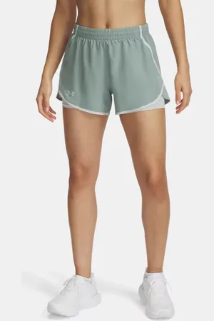 Under Armour Pantalón corto 2 en 1 Fly-By para mujer Silica / Hydro / Reflectante L