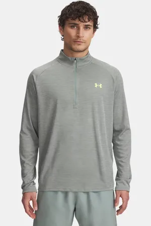 Under Armour Parte de arriba texturizada con media cremallera Tech™ para hombre Silica / Hydro / High Vis Amarillo 3XL