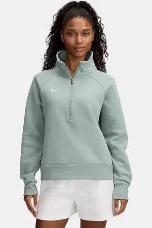 Under Armour Sudadera con media cremallera Rival Fleece para mujer Silica / Blanco L