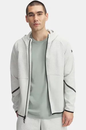Under Armour Sudadera con cremallera completa Unstoppable Fleece Grid para hombre Hydro / Negro 3XL