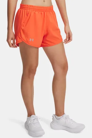 Under Armour Pantalón corto de 7 cm Fly-By para mujer Fire / Fire / Reflectante L