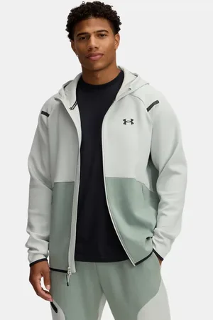 Under Armour Sudadera con capucha y cremallera completa Unstoppable Fleece para hombre Hydro / Silica / Negro 3XL
