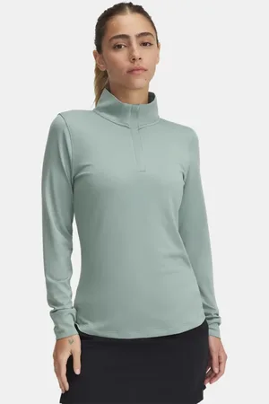 Under Armour Sudadera con cremallera de ¼ Playoff para mujer Silica / Negro S