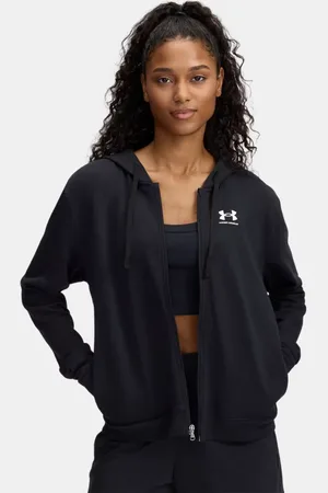 Under Armour Sudadera con cremallera completa Rival Terry para mujer / Blanco L
