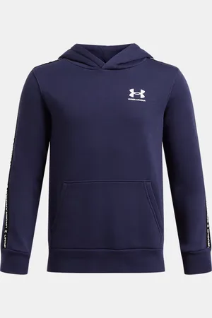 Under Armour Sudadera con capucha Icon Fleece Taping para niño Midnight Marino / Blanco YLG (149 - 160 cm)