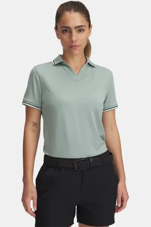 Under Armour Polo de manga corta Drive Rib para mujer Silica / Negro / Negro L